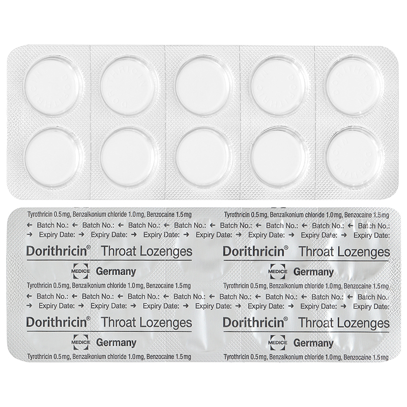 Viên ngậm Dorithricin trị viêm họng, đau họng (2 vỉ x 10 viên) - 8